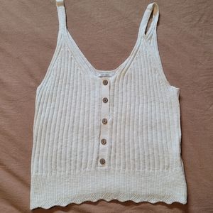 Abercrombie & Fitch Cream Ribbed Tank Top